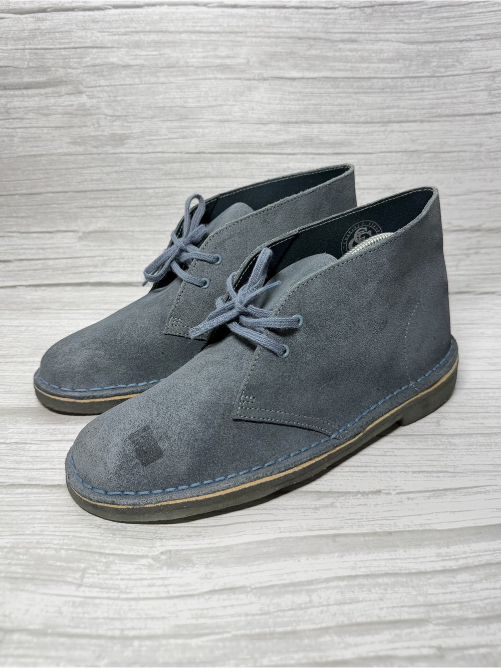 Clarks Women’s Blue Gray Suede Chukka Ankle Boots Lace Up Casual US 9.5 EU 41